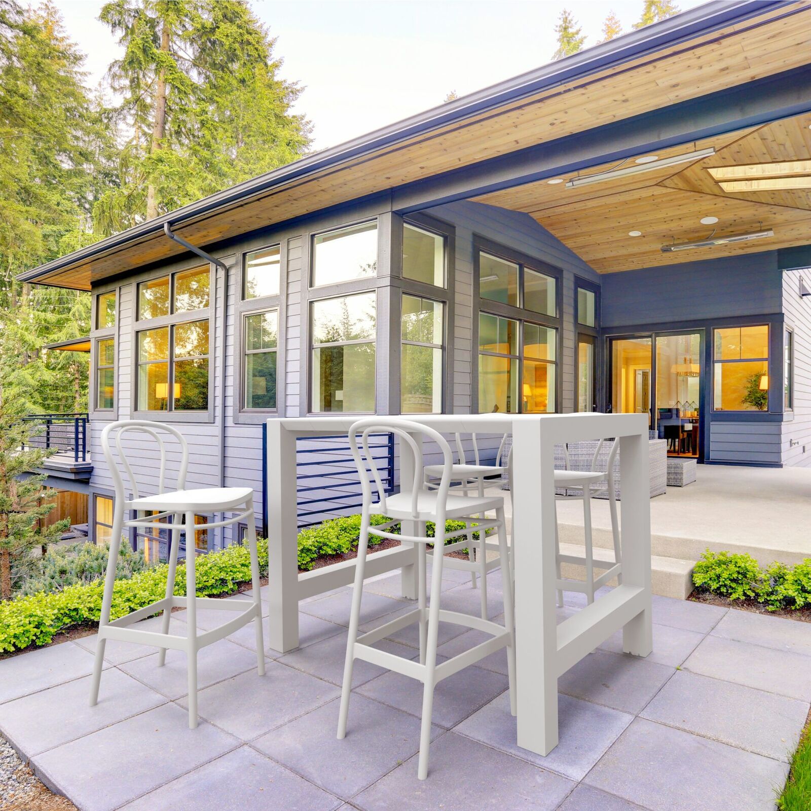 Vegas Bar Table/Victor Barstool 75 5 piece Package Anthracite