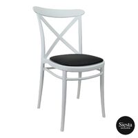 Cross Chair with Seat Pad - White/Black Vinyl