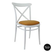 Cross Chair with Seat Pad - White/Orange