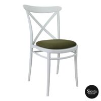 Cross Chair with Seat Pad - White/Olive