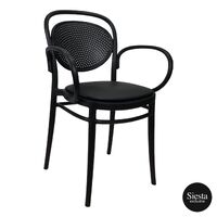 Marcel Armchair with Seat Pad - Black/Black Vinyl