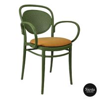 Marcel Armchair with Seat Pad - Olive Green/Orange